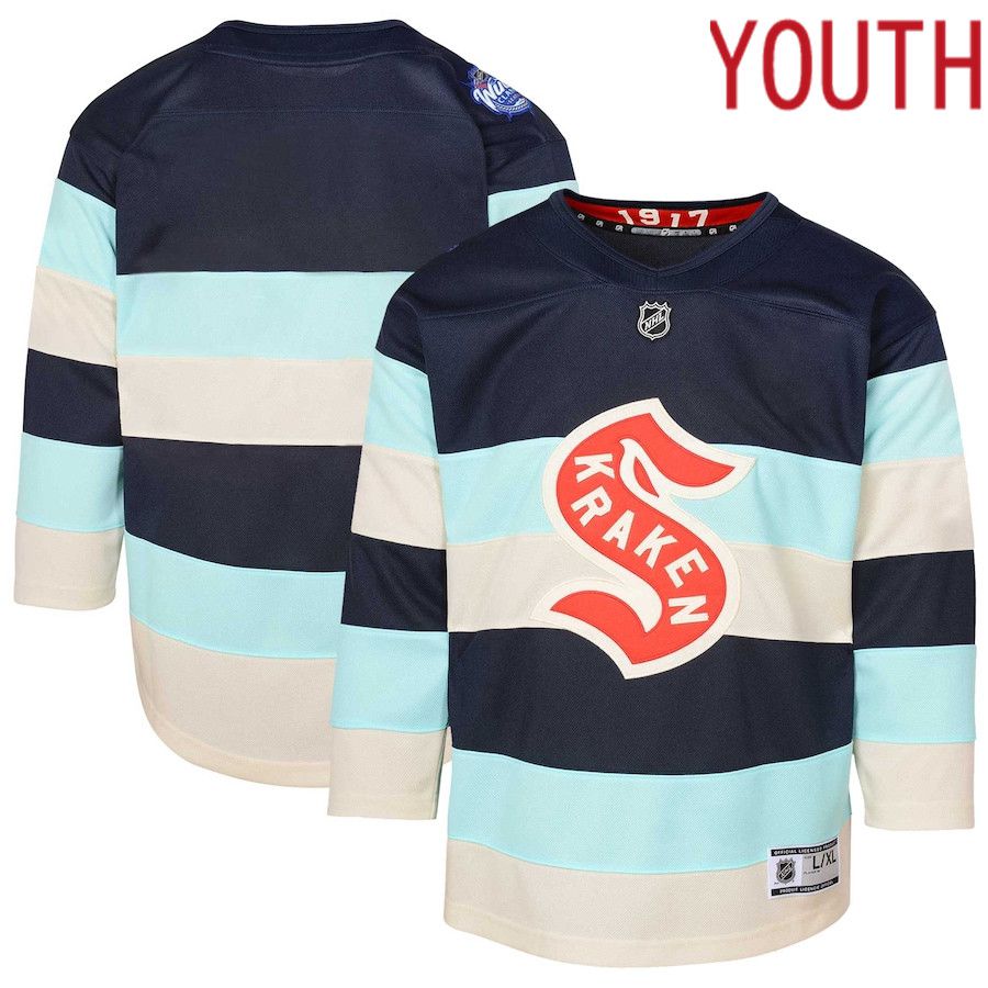 Youth Seattle Kraken Deep Sea Blue 2024 NHL Winter Classic Premier Jersey->women nhl jersey->Women Jersey